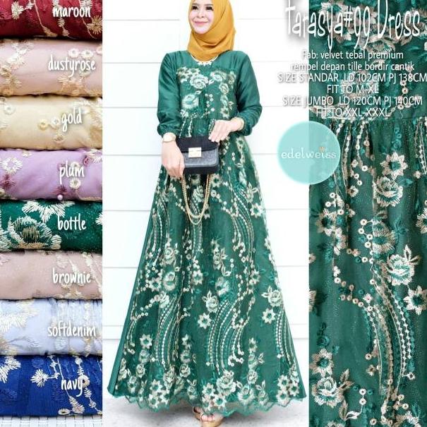 Harga Termuraah Farasya Dress  Gamis Brukat Mewah Gamis Kondangan Dress Velvet Jumbo LD 130 Gamis Br