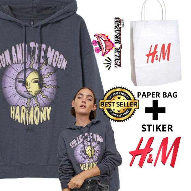 ● (COD) 2.2 Hoodie hnm Sun And The Moon Dark Grey FREE PAPER BAG H&M Full Tag ✤