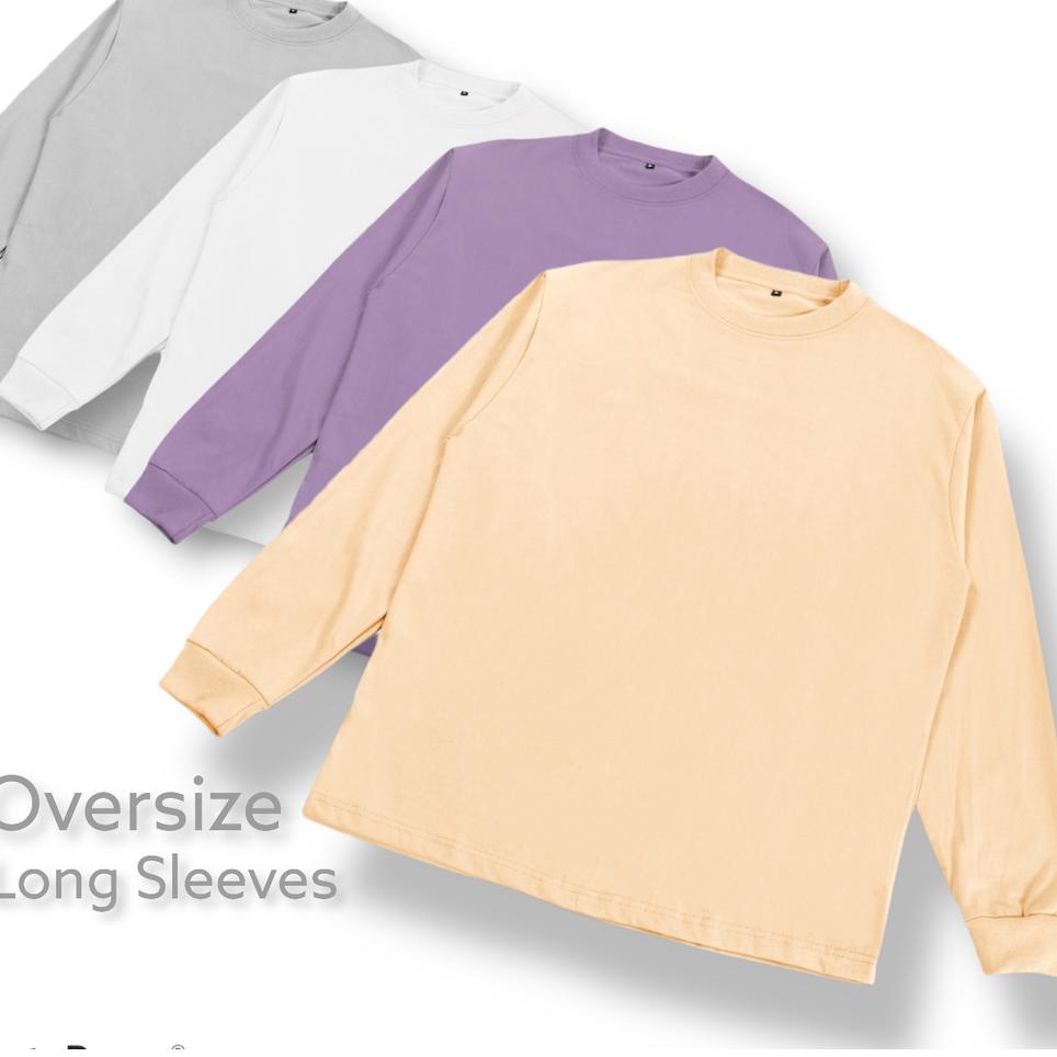 Chekout Oversize Lengan Panjang Cotton 20s // Kaos Polos Oversized long sleeve tshirt Combed 20s Cre