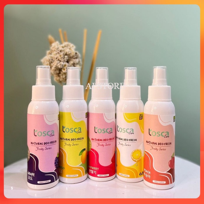 Natural Deodorant Spray 100ml Tosca Deodorant Tawas Cair Fruity Series Ampuh Atasi Bau Ketiak &amp; Bau Badan Non Alkohol