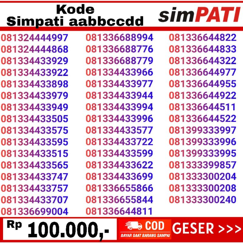 simpati telkomsel 123456 awalan 081 murah