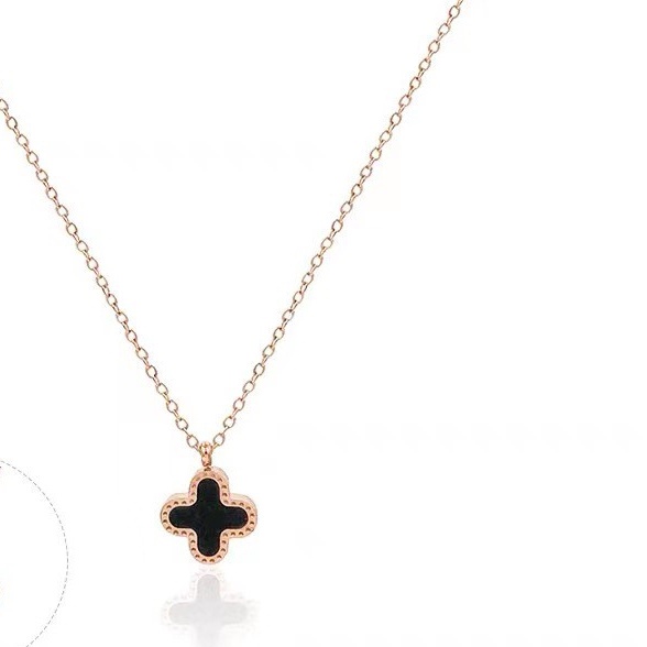 Kalung Rantai Dengan Liontin Daun Clover Dua Sisi Untuk Wanita  | Kalung Rantai Rose Gold 18k Untuk Wanita | Aksesoris Perhiasan Bahan Stainless Steel Titanium