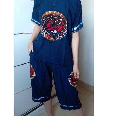 ▼ setelan baju bali lukis barong size M,L, XL, XXL celana 7/8 bahan tebal dan adem ♪