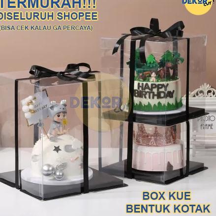 Get Now BOX MIKA KUE TRANSPARAN Kotak Kue Ulang Tahun  Cake Box mika  Dus Kue Tart Mika  Box Packagi