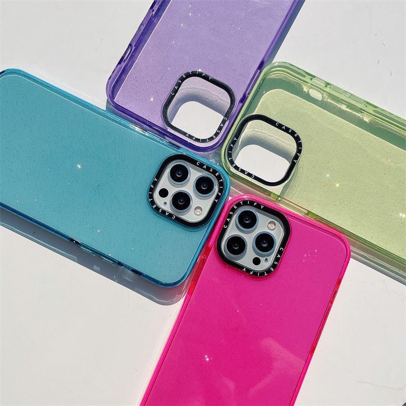IPHONE Casing Ponsel Transparan Simple Warna Permen Untuk Iphone14 13 12 11 Pro Max14 13pro 78 Plus X XS XR Bening Mengkilap Casing Tahan Guncangan full cover