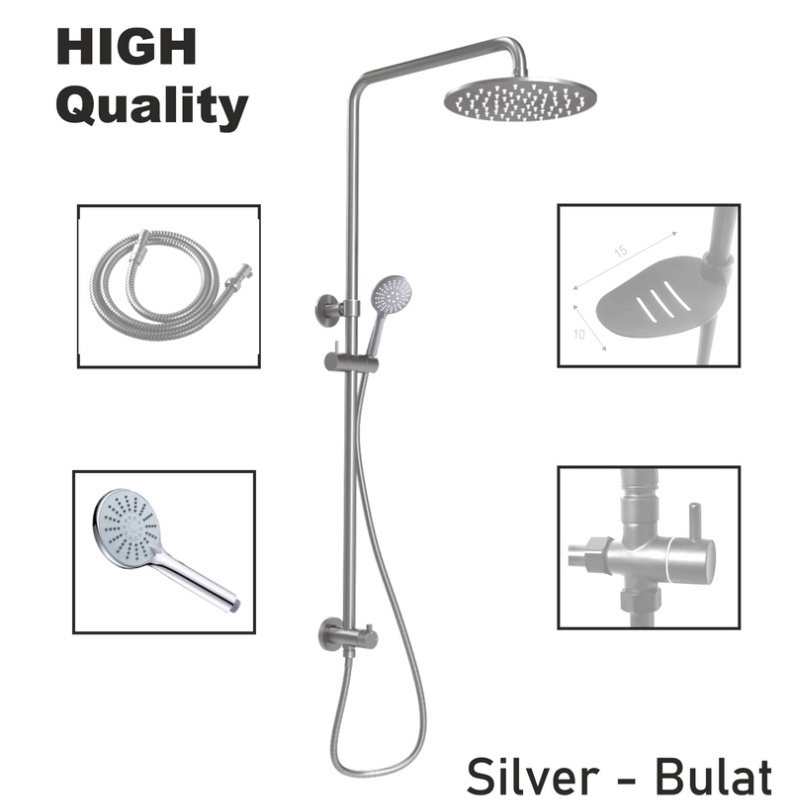 CEO Shower Set Minimalist Dengan 2 Output Wall Shower &amp; Shower Head (Cold Water Only)
