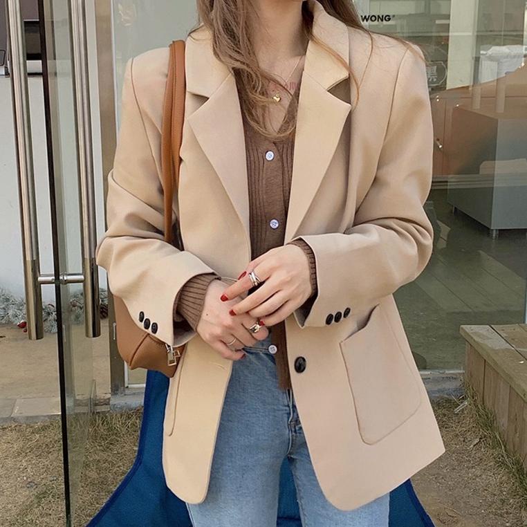 Paling Diminati 【xiaozhainv】Korean style blazer/lengan panjang jaket baju wanita blazer