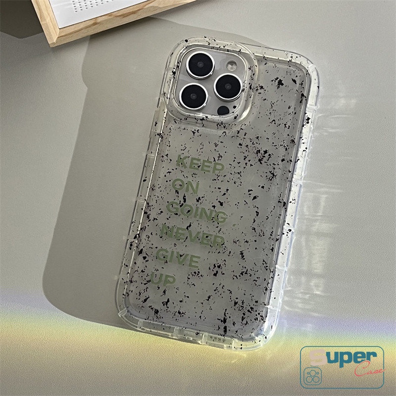 IPHONE Casing Ponsel Pola Tinta Bintik Art Kompatibel Untuk Iphone6 6S 7 8 Plus 11 Pro MAX XR 14 13 12 Pro MAX X XS MAX Huruf Sederhana Transparan Bening Airbag Shockproof Soft Cover