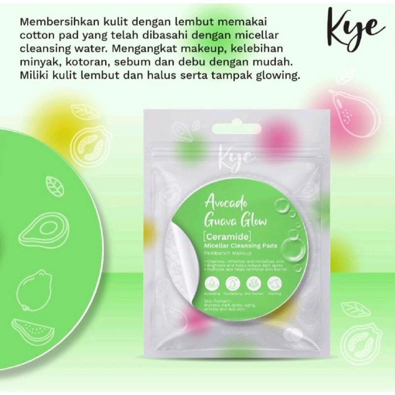 KYE AVOCADO GUAVA CLEANSING PADS ISI 15 / KOSMETIK / PEMBERSIH MAKE UP