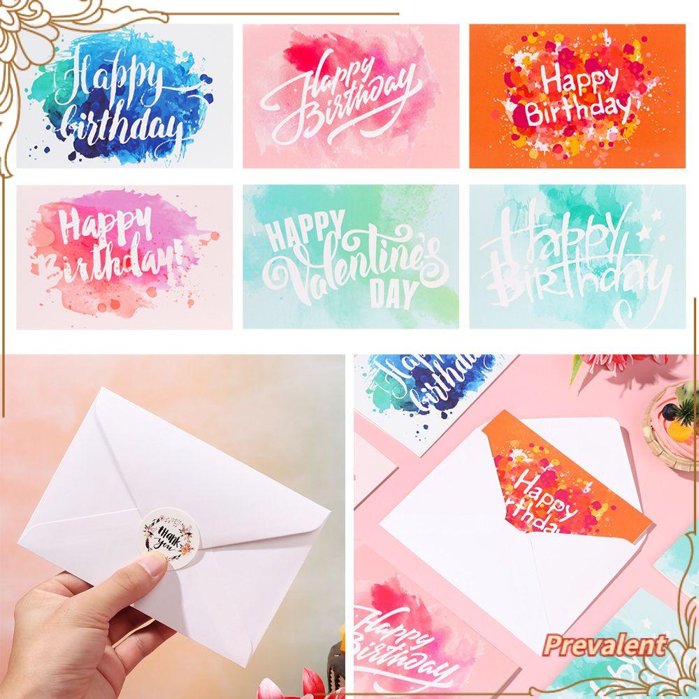 Preva 6set Kartu Ucapan Thanks Card Best Wishes Card with Amplop Stiker Happy Birthday