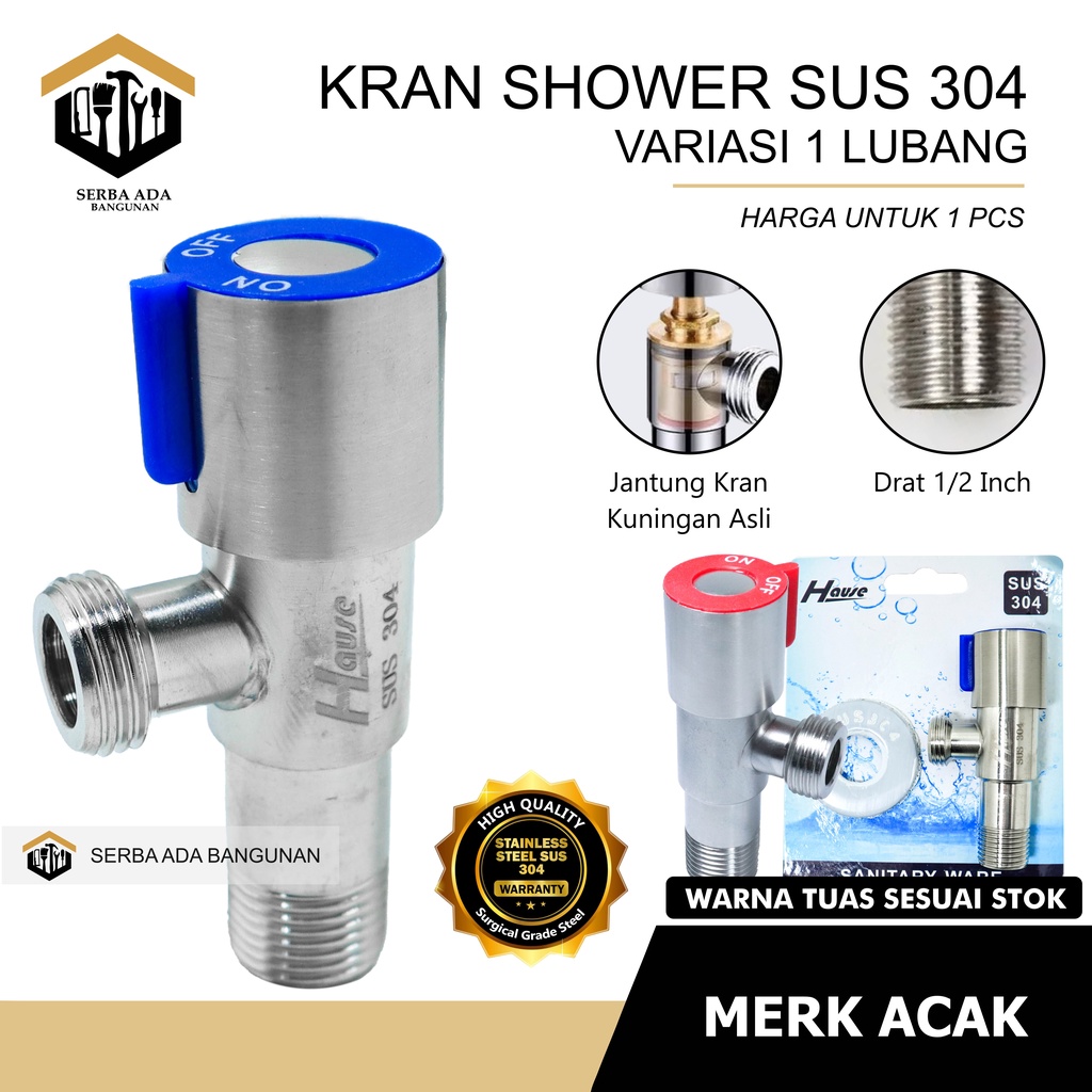 STOP KRAN CABANG TEE SUS 304 UNTUK KRAN SHOWER TOILET CLOSET JET SHOWER / SAMBUNGAN KERAN 1 LUBANG