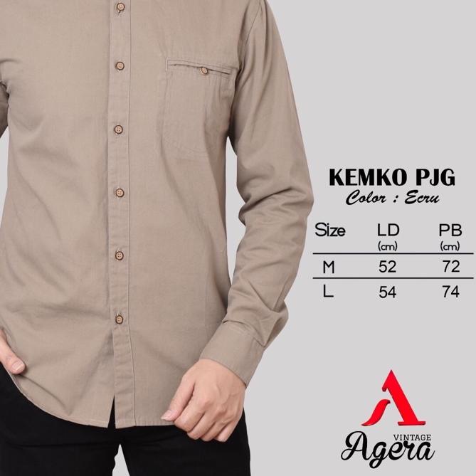 ➬ Kemeja Koko KEMKO Kemeja Pria Kerah Sanghai Polos Lengan Panjang Brand Agera ◌