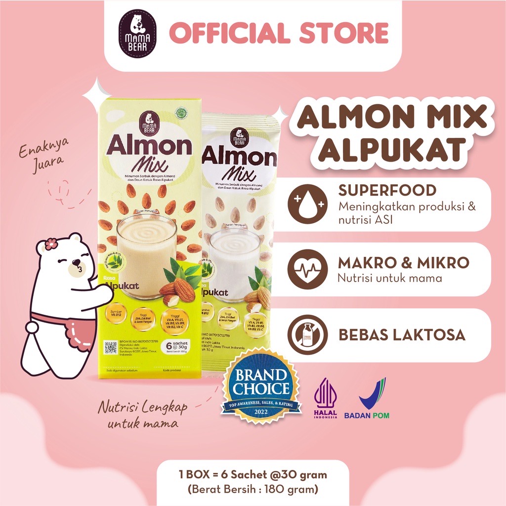 

￼Almon Mix Susu Almond Milk + Katuk Pelancar ASI Booster Rasa Alpukat