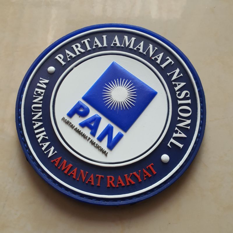 patch rubber pvc 3D timbul logo PAN / partai amanat nasional / pemilihan umum / pemilu / tempelan emblem karet velcro