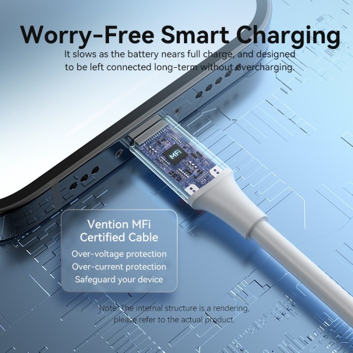 Kabel Data Iphone Vention USB A to Lightning Original MFI LAF