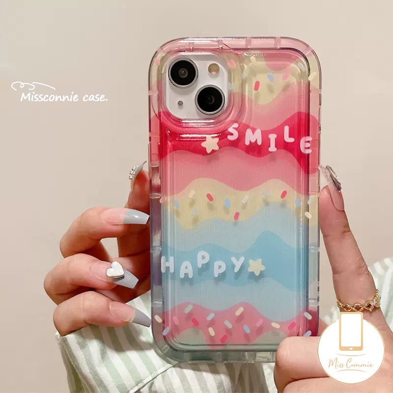 IPHONE Kreatif Pelangi Warna-Warni Ponsel Cover Kompatibel Untuk Iphone11 12 13 14 Pro Max XR 7 8 6s 6 Plus X XS Max SE 2020 Ins Permen Warna Soft Tpu Bening Shockproof Airbag Case