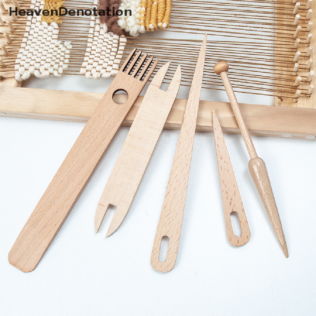 [HeavenDenotation] 5pcs/6pcs/9pcs Tenun Loom Tools Set Kayu Rajutan Crochet Hadiah Untuk Anak-Anak Log Benang Mewarnai Mesin Set Aksesori Kecil HDV