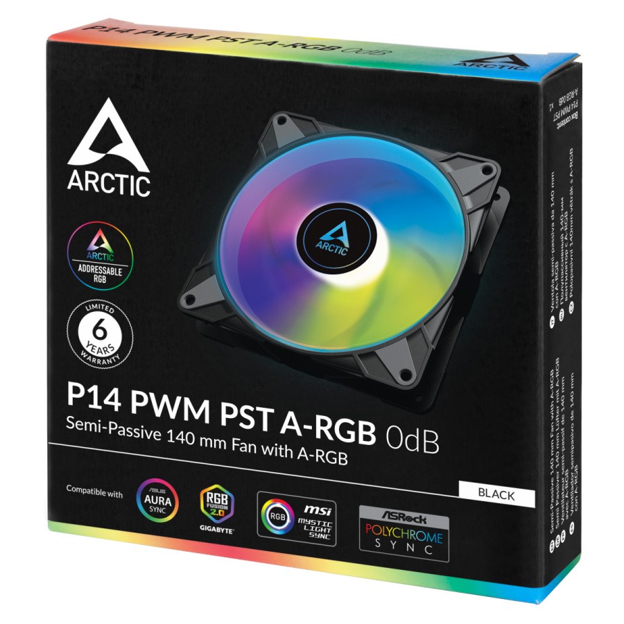 Fan ARCTIC P14 PWM PST A-RGB PWM 0dB | 140mm 14CM ARGB Sync