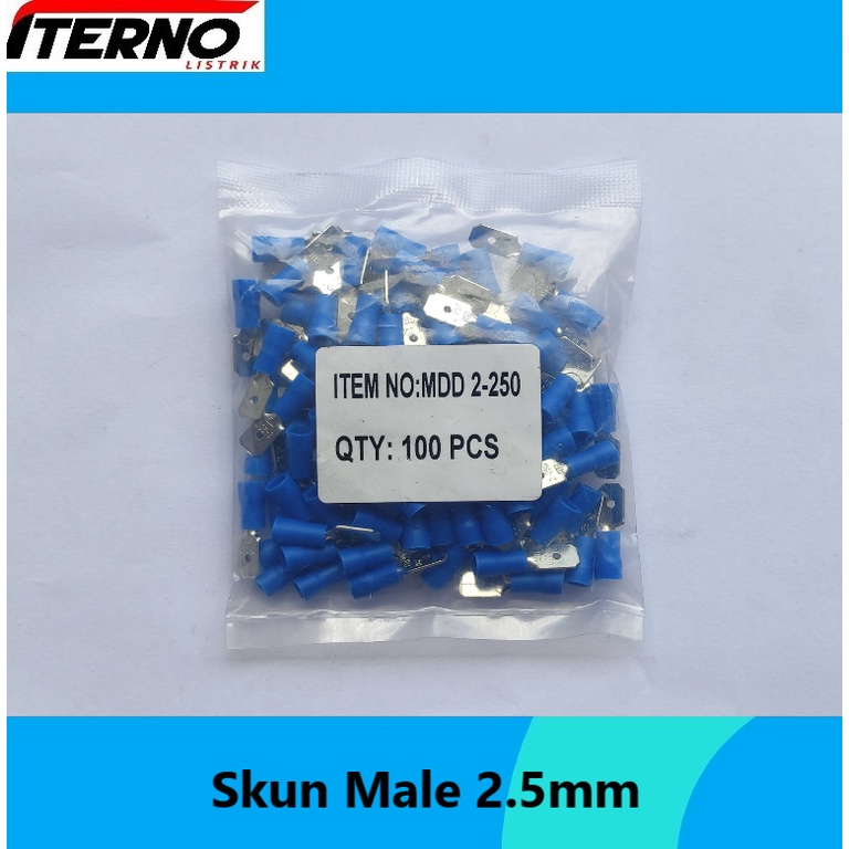 Skun Kabel Insulated Male Disconnects 2.5mm MDD 2-250 Biru