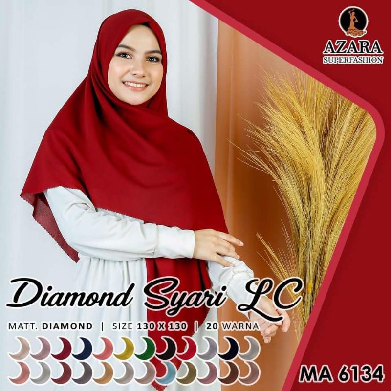 HIJAB DIAMOND CREPE SYARI WITH LASER CUT / HIJAB SEGI EMPAT POLOS DIAMOND AZARA SYARI 130 X130