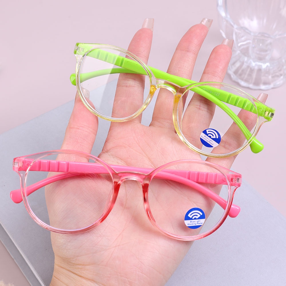 [Hot Sale] Kacamata Sinar UV Anti Mata Fashion Blue Light Blocking Transparan Bulat Pria Anti Silau Anak Wanita Nyaman Ringan Eyestrain Gaming Kacamata Baca