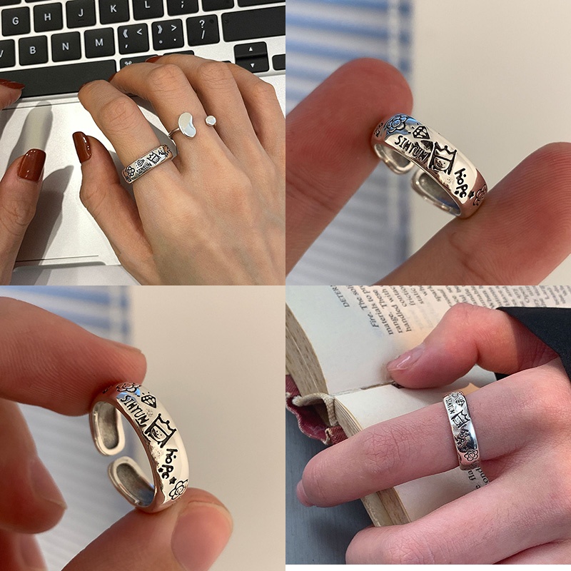 Cincin Graffiti Pangeran Bunga Bahan Alloy Baru Untuk Wanita