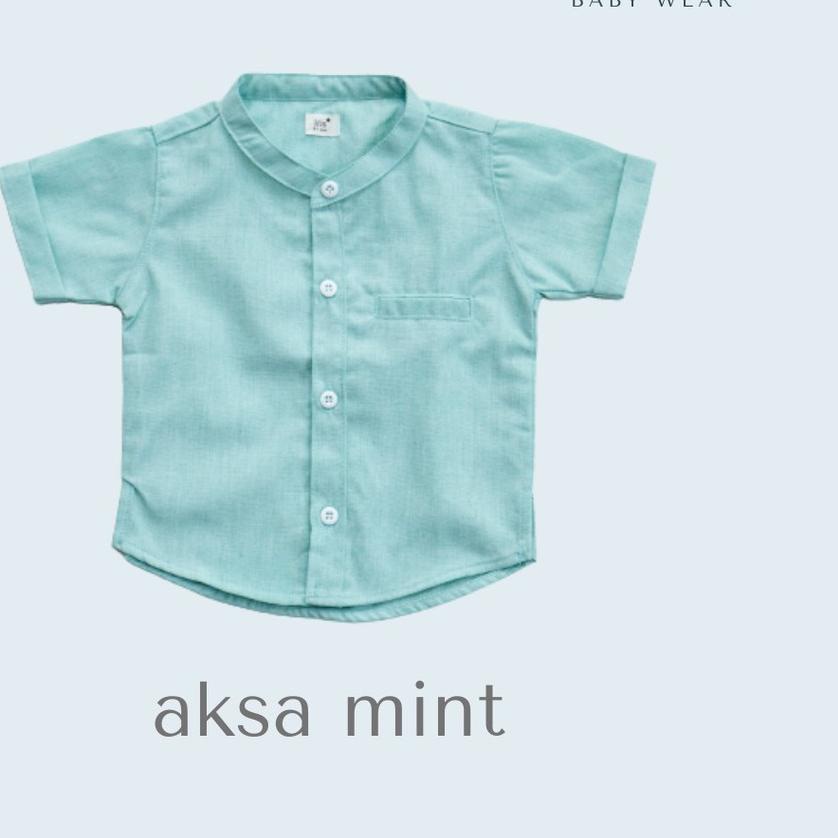 ☻ Iris Baby Wear - Atasan Kemeja Bayi Koko Anak Laki Laki Polos Lengan Pendek Bayi Kemko Anak Hijau 