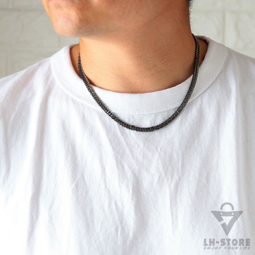 KALUNG RANTAI RAPAT TITANIUM 5MM PRIA WANITA ANTI KARAT TIDAK LUNTUR