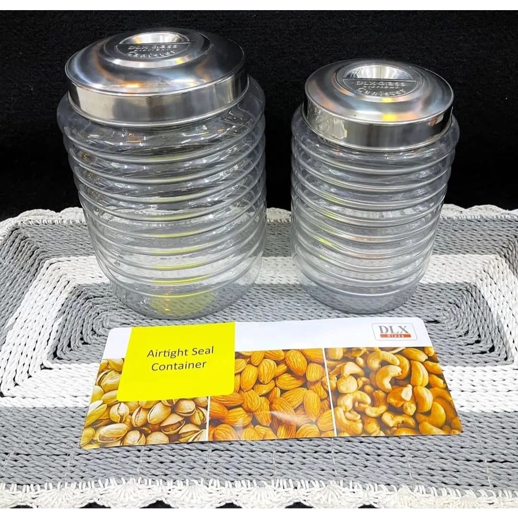 Toples kaca dlx 5 liter & 8 liter/toples kerupuk mewah/toples kaca serbaguna jumbo toples ulir tople