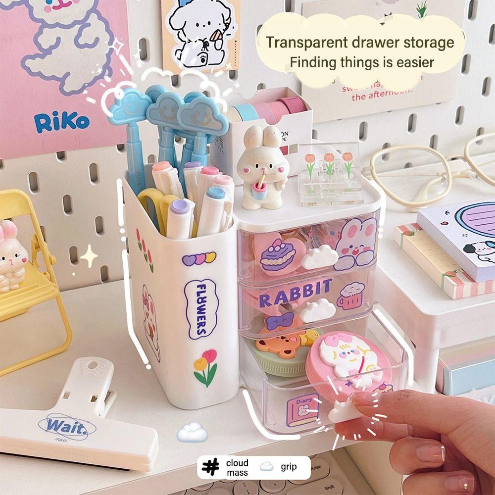 R-flower Pen Holder Kotak Pensil Multifungsi Kapasitas Besar Desktop Organizer
