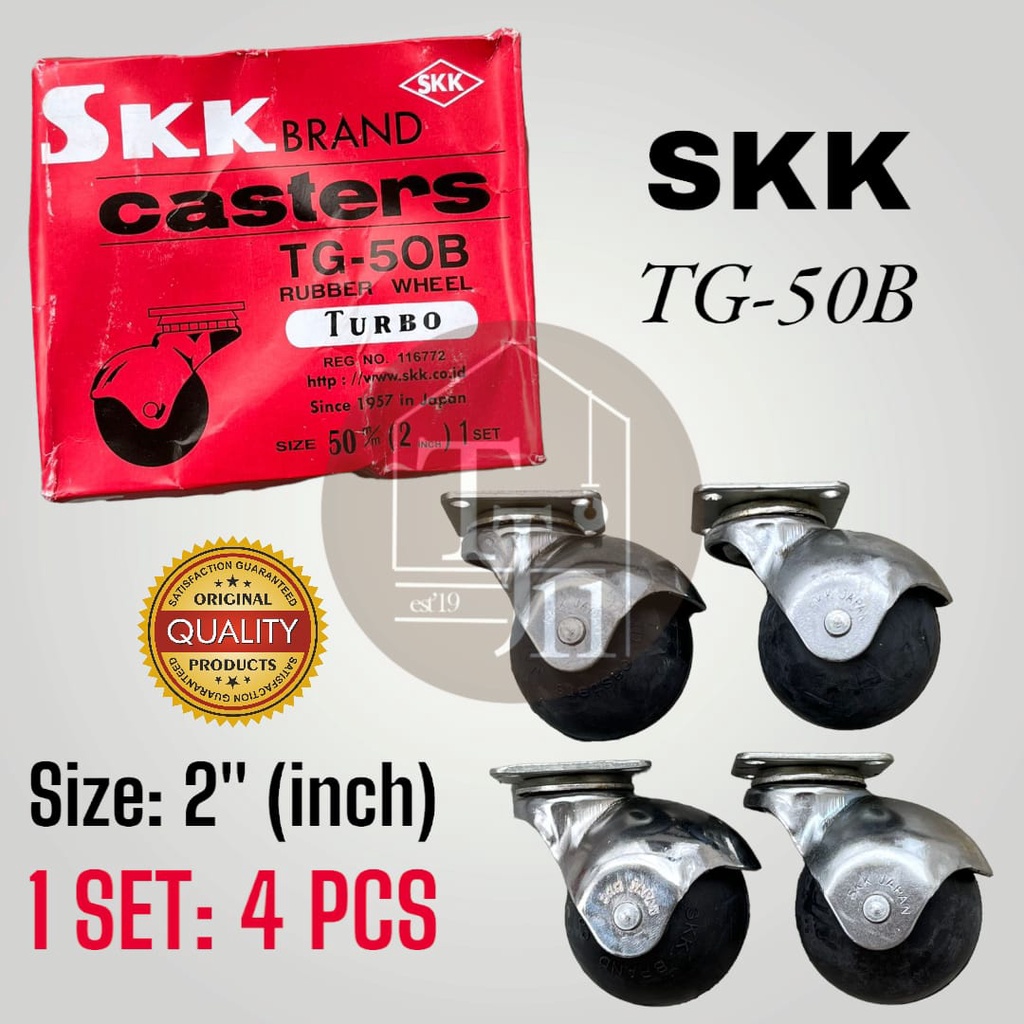 Roda SKK Casters TG-50B TURBO ukuran 2 INCH (50 mm) ASLI ORIGINAL  / Roda Kursi Dipan Lemari 1 SET isi 4 PCS