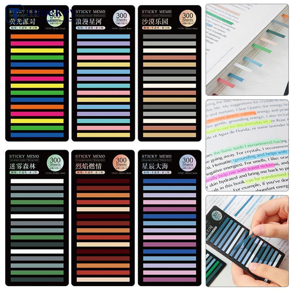 Timekey 300lembar Indeks Warna Pelangi Memo Pad Diposting Sticky Notes Kertas Stiker Notepad Bookmark Perlengkapan Sekolah Kawaii Stationery S3X1