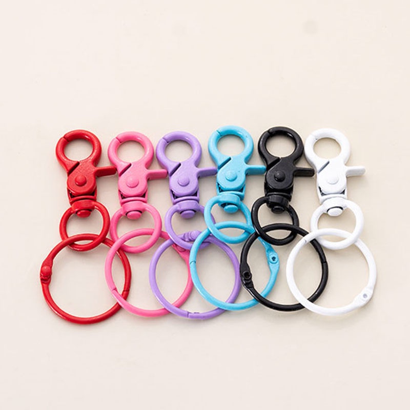 1pcs Color Baking Paint Candy Color Open Ring Lobster Ring Gantungan Kunci DIY Discovery Making Key Chain