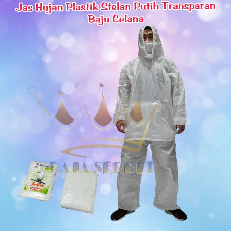 jas hujan plastik transparan stelan baju dan celana