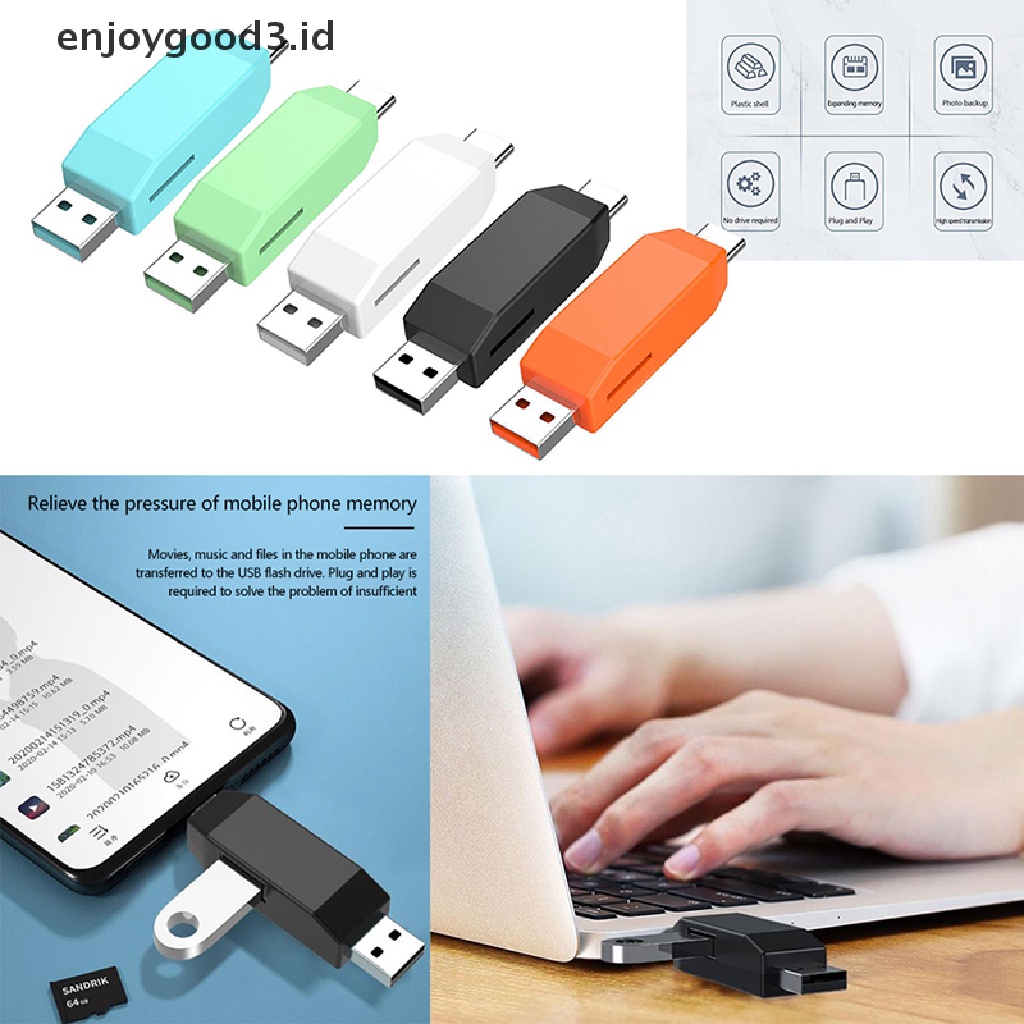 【 Rready Stock 】 Mini USB2.0 Type-C Card Reader Card Reader with USB interface For Phone Computer Smart Memory Cardreader （ ID ）