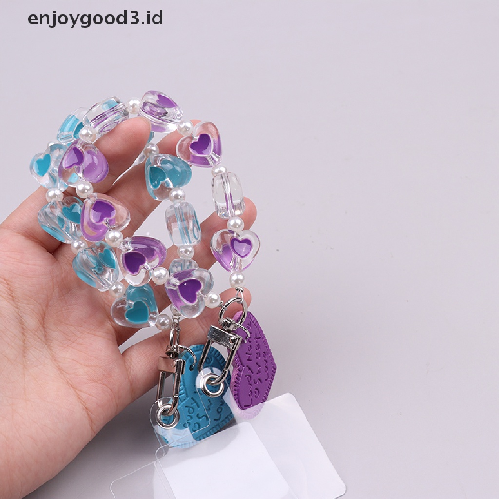 【 Rready Stock 】 Crystal Love Heart Hanging Ring for Mobile Phone Lanyard Anti-Lost Bracelet （ ID ）