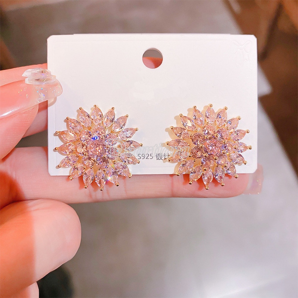 Bermutu Tinggi Mewah Zirkon Buatan Tangan Bunga Matahari Fashion Anting-Anting Bermutu Tinggi Anting Perasaan