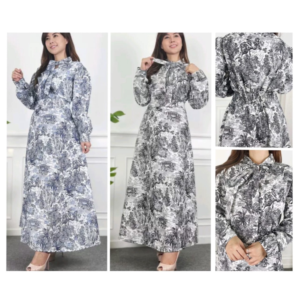 HUM - ZEC Dress Maxi Midi XL Terbaru / IBUKI Pattern Dress /  Dress Friendly Hijab Antique