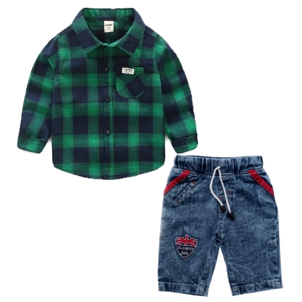 Stelan anak laki laki import stelan kemeja anak laki laki kemeja kotak kotak flanel anak baju anak