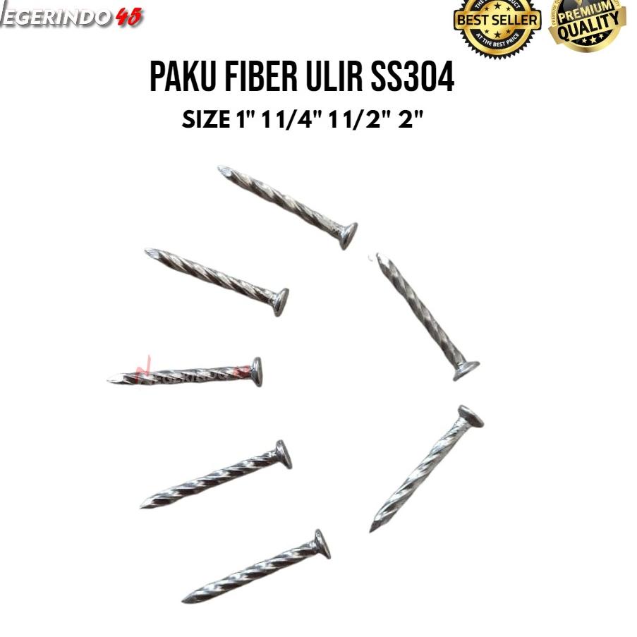 ☺ Paku fiber kapal ss304 1, 1¼, 1½, 2 / paku ulir stainless ss 304 paku ulir paku kayu paku tembok p