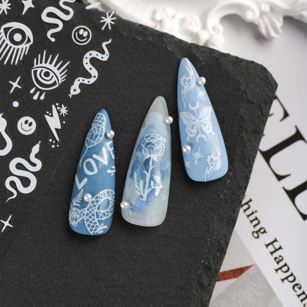 Mxbeauty Bunga Stiker Kuku Rose Self Adhesive Smiley Stiker Bulan Manikur Aksesoris Daun Nail Art Dekorasi
