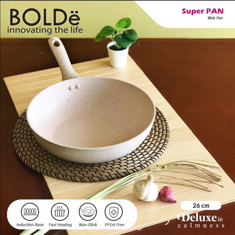 Wajan Super Pan Bolde Wok Pan 26 CM Granite Coating Bolde