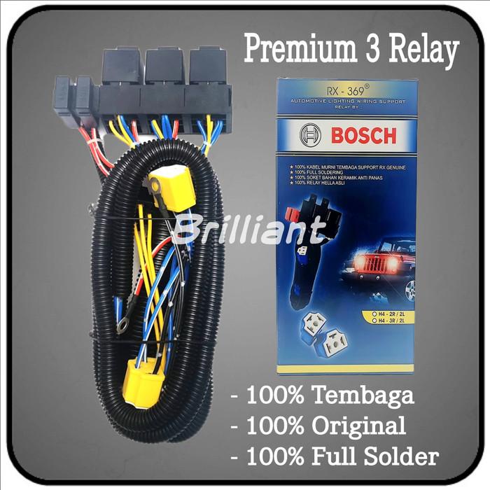 Kabel Set Relay Lampu - Hella / Bosch - 3 Relay / 2 Lampu H4