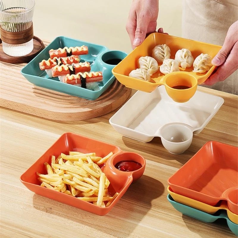 Creative Dumpling Plate Non-slip Stackable Plastic Creative Dipping Saucer Sushi Dish Aksesoris Peralatan Makan Untuk Restoran