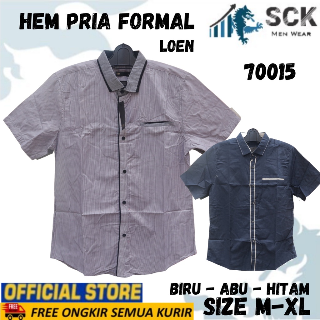 Kemeja Lengan PENDEK LOEN 70015 Pria ABG Remaja / Hem Kerja Kantor / Pakaian Formal Cowok - sckmenwear GROSIR