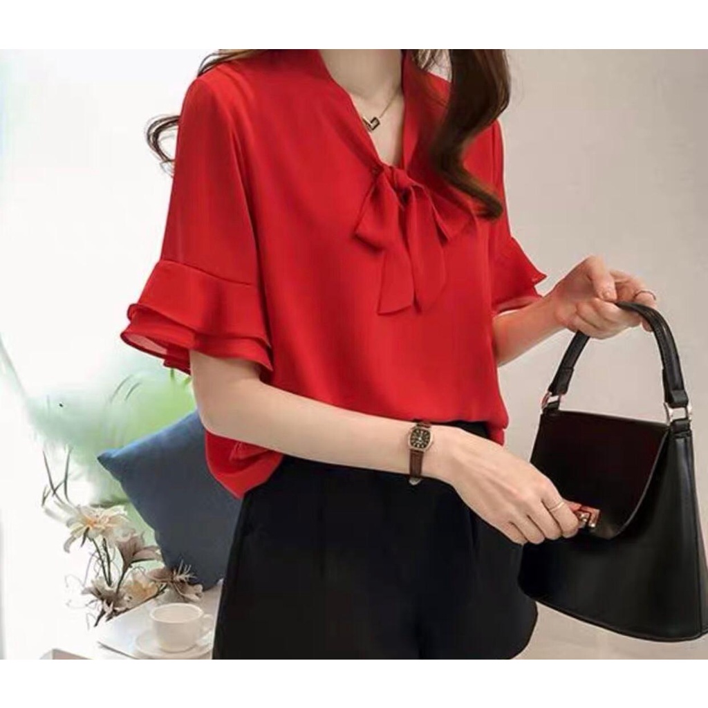 JT  - 123021 BAJU BLOUSE KANTOR ATASAN BASIC TOP HITS OOTD SELEBGRAM FASHION WANITA / KEMEJA WANITA ADEM