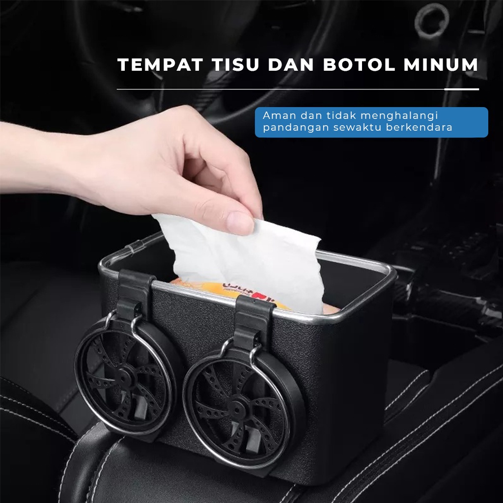 Tempat Tisu Mobil Kotak Tissue Serbaguna Storage Box Multifungsi Car Cup Holder Wadah Penyimpanan Handphone Gelas Botol Air Minum Rapi Anti Slip | GROSIRXPRESS