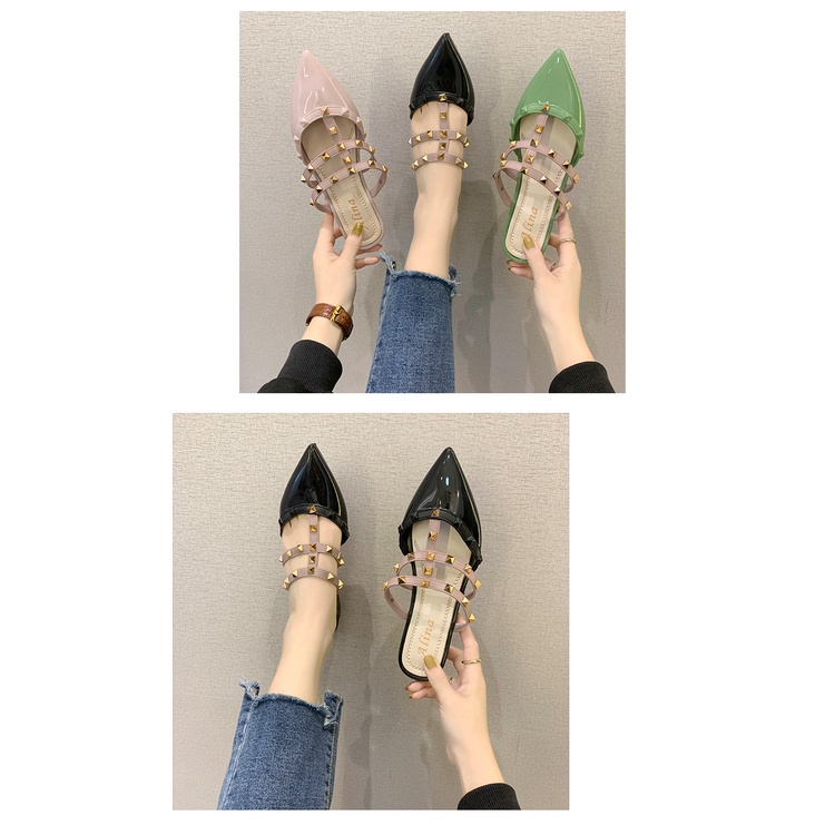 SD2222 Sepatu sendal dewasa Fashion Duri karet import bahan lentur sepatu flatshoe valentino rockstud sepatu wanita flat valentino size 36-40