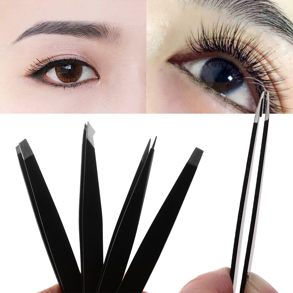 R-flower 4pcs/Set Penjepit Alis Kecantikan Stainless Steel Alat Makeup Klip Bulu Mata Palsu