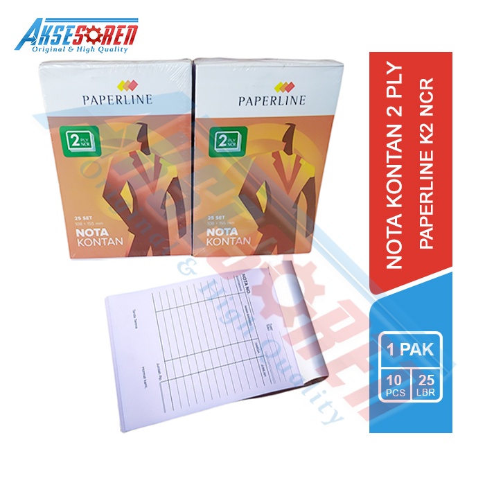 

Aksesoren Nota Kontan 2 Ply Paperline [PPL-NK-K2-NCR/10 Buku] / Kertas Nota Pembelian K2 1 Pak / Buku Nota Barang Belanjaan / Struk Total Harga 1 Pack